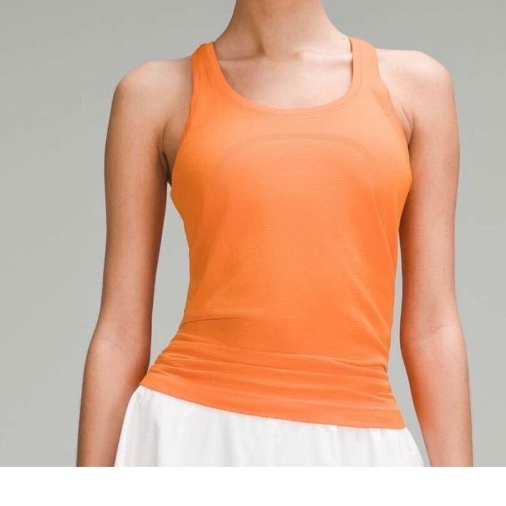 Lululemon Swiftly Tech Racerback Tank Orange Heathered Slim Fit Athletic Size 12